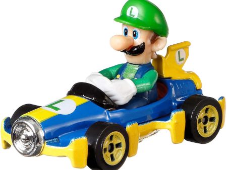 Hot Wheels Mario Kart Die-Cast Luigi with Mach 8 Vehicle Online Hot Sale