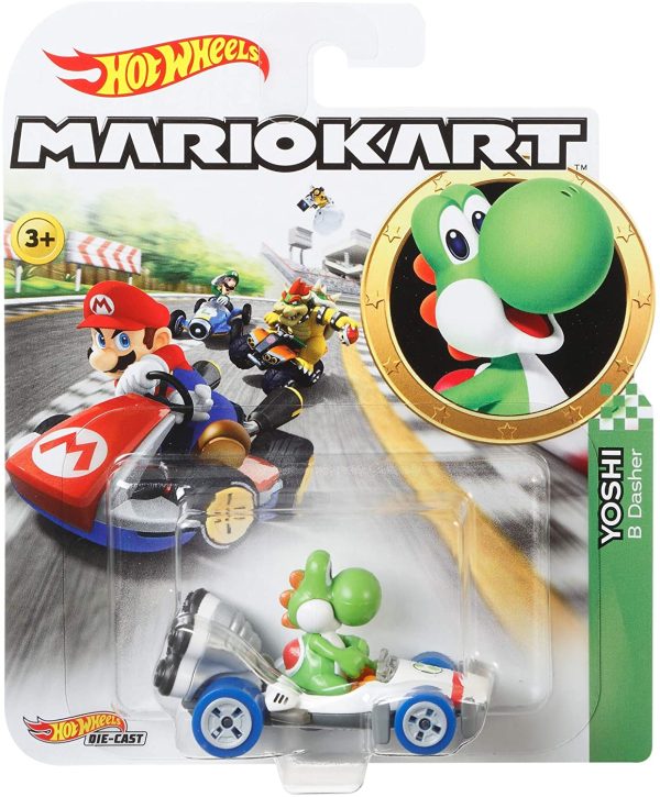 Hot Wheels Mario Kart DieCast Yoshi with B-Dasher Vehicle on Sale