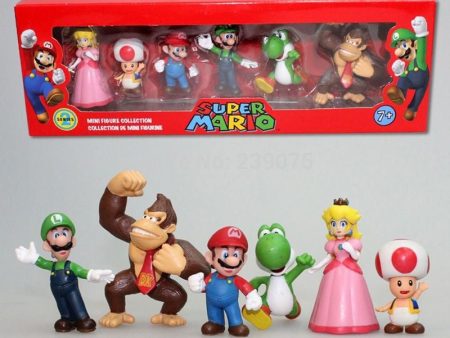 6pc Super Mario Bros Peach Toad Mario Luigi Yoshi Donkey Kong Action Figure Toys Cheap